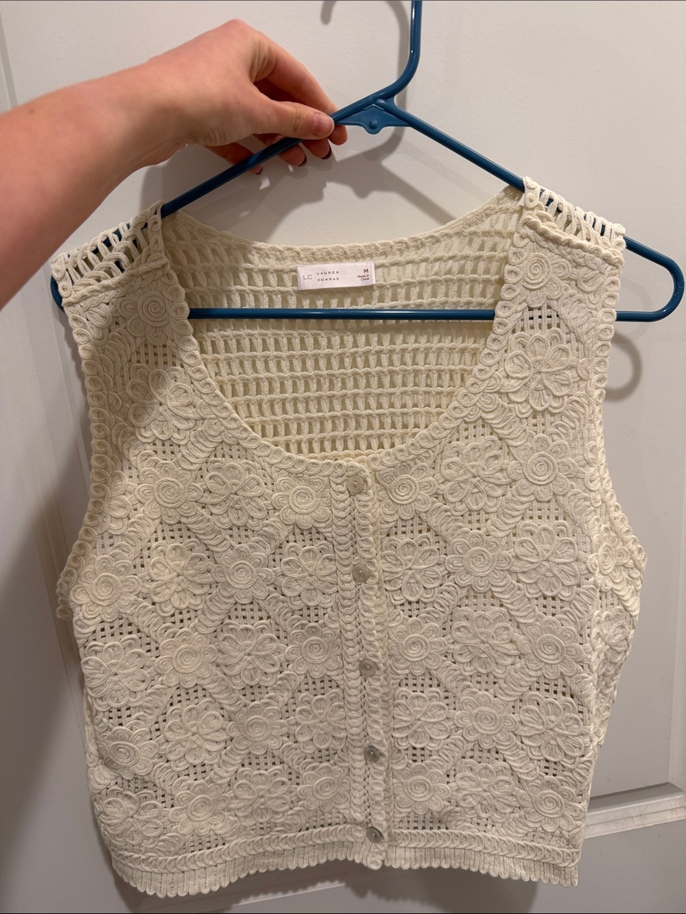LC Lauren Conrad crocheted vest